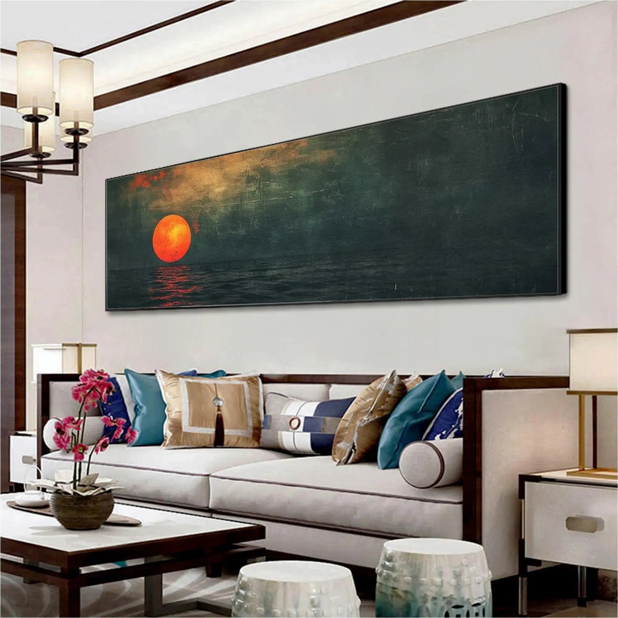 BLOOD MOON PANORAMIC: Sunset Painting, Panoramic Wall Art - Image 5