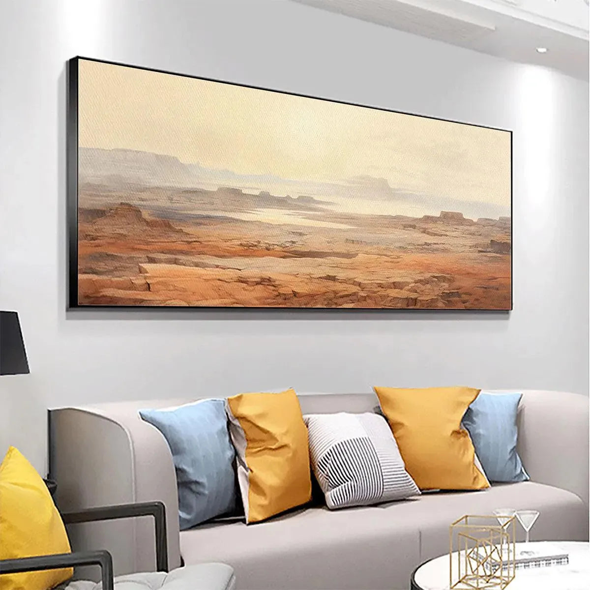 DESERT MIST PANORAMIC: Desert Landscape Painting, Panoramic Wall Art, Minimalist Decor - Image 5