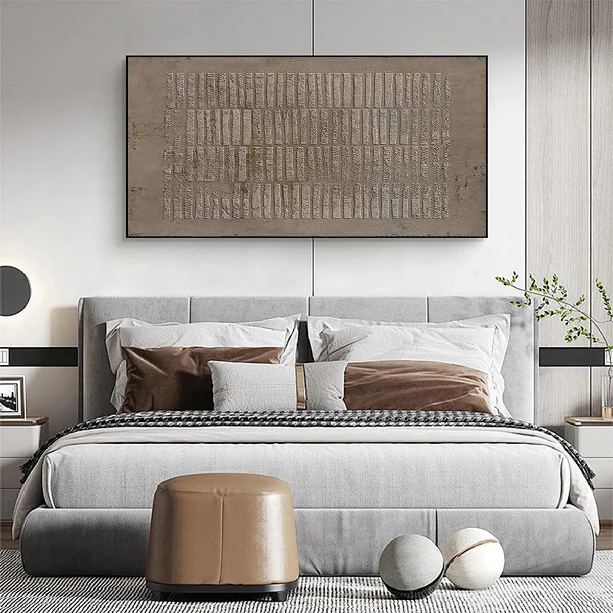 TEXTURED RECTANGLE ARRAY: Minimalist Textured Painting in Brown - Image 5