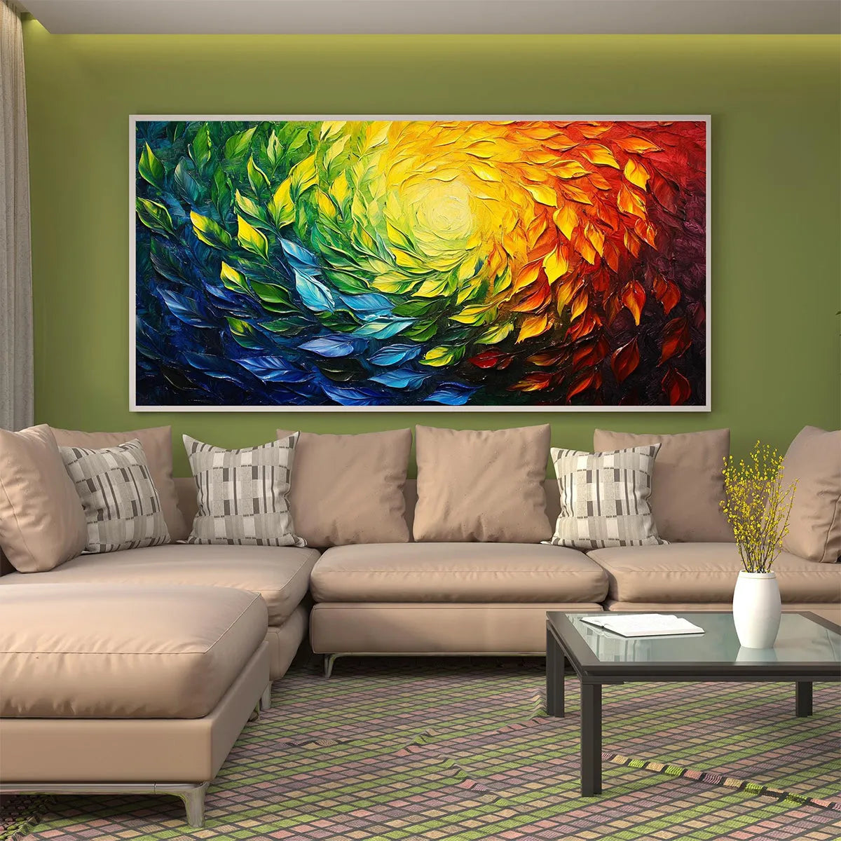 CHROMA SPIN: Impasto Abstract Oil Painting in Vibrant Rainbow Colors - Image 3