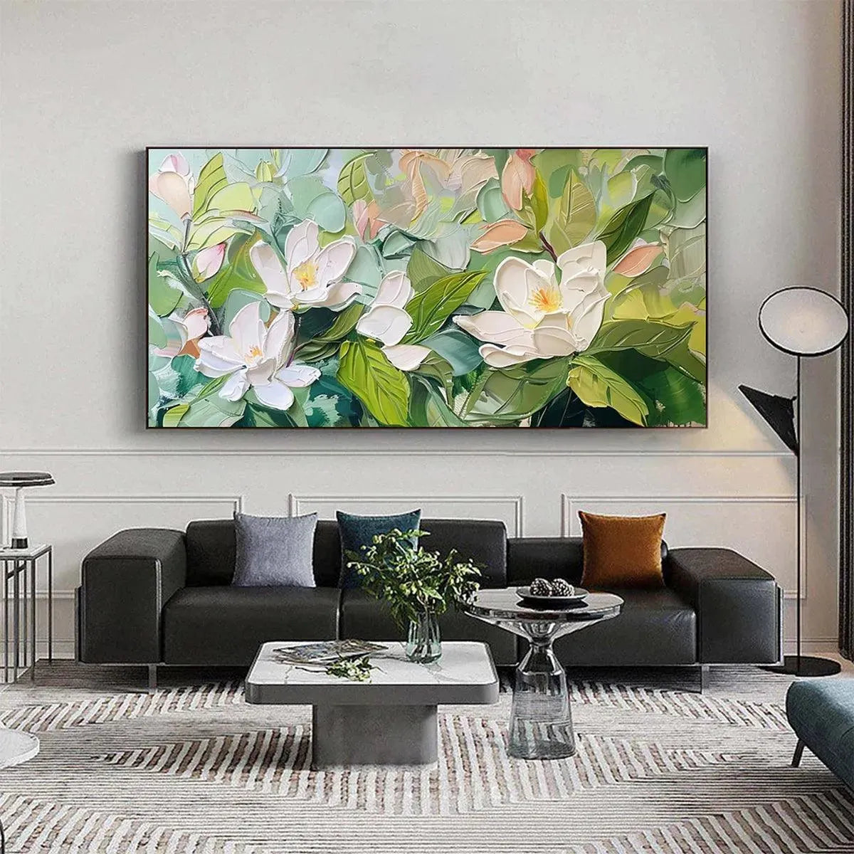 MAGNOLIA BLOSSOMS: Textured Floral Painting, Impasto Wall Art, Horizontal Canvas, Magnolia Decor - Image 7