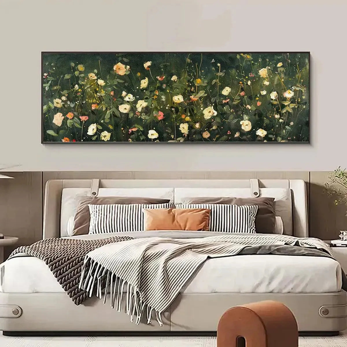 WHISPERING MEADOW PANORAMIC: Wildflower Painting, Panoramic Wall Art, Dark Floral Decor - Image 6