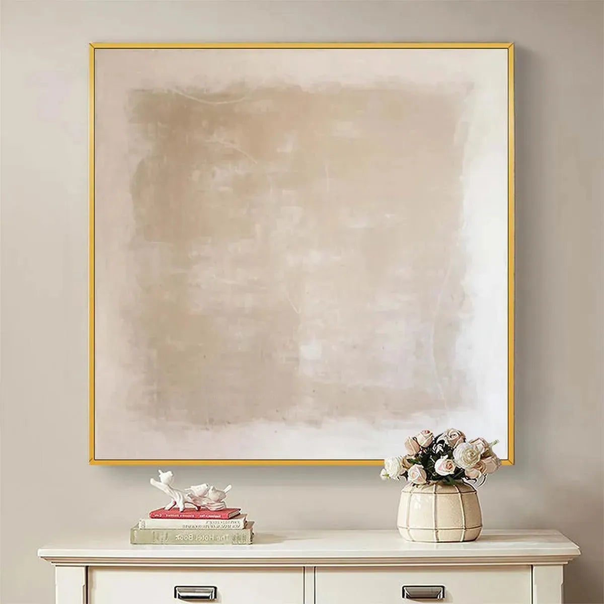 DESERT SANDS: Minimalist Textured Painting in Beige - Image 2