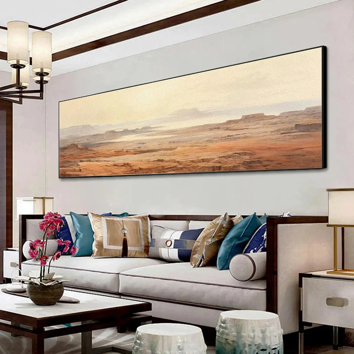 DESERT MIST PANORAMIC: Desert Landscape Painting, Panoramic Wall Art, Minimalist Decor - Image 7