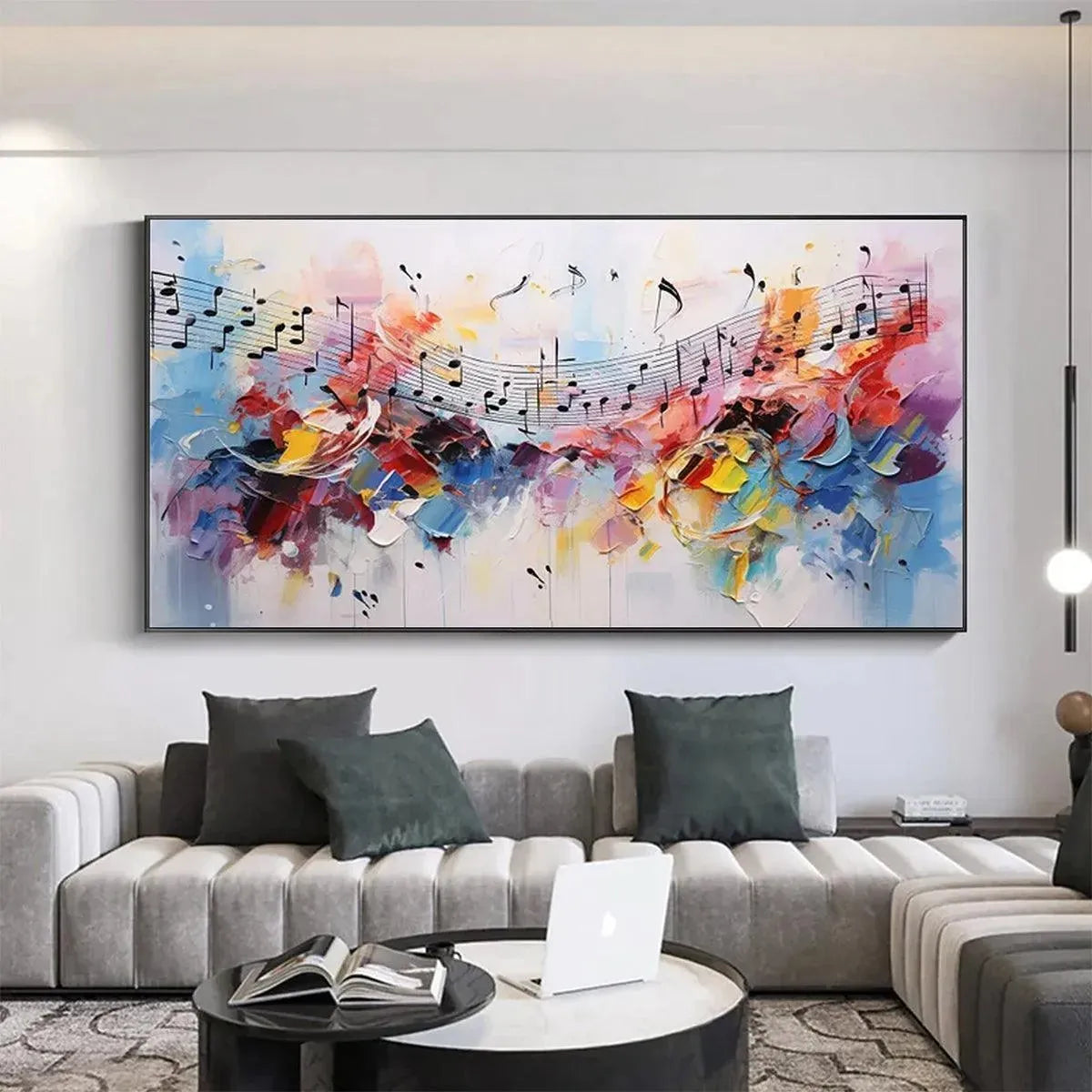 MELODY IN COLOR: Abstract Painting with Musical Notes - Image 2