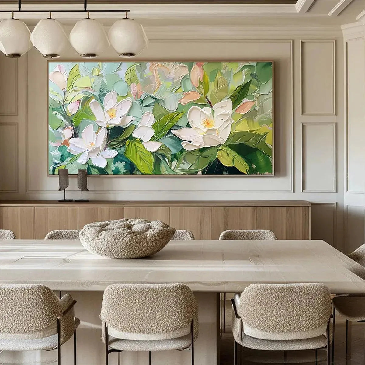 MAGNOLIA BLOSSOMS: Textured Floral Painting, Impasto Wall Art, Horizontal Canvas, Magnolia Decor - Image 8