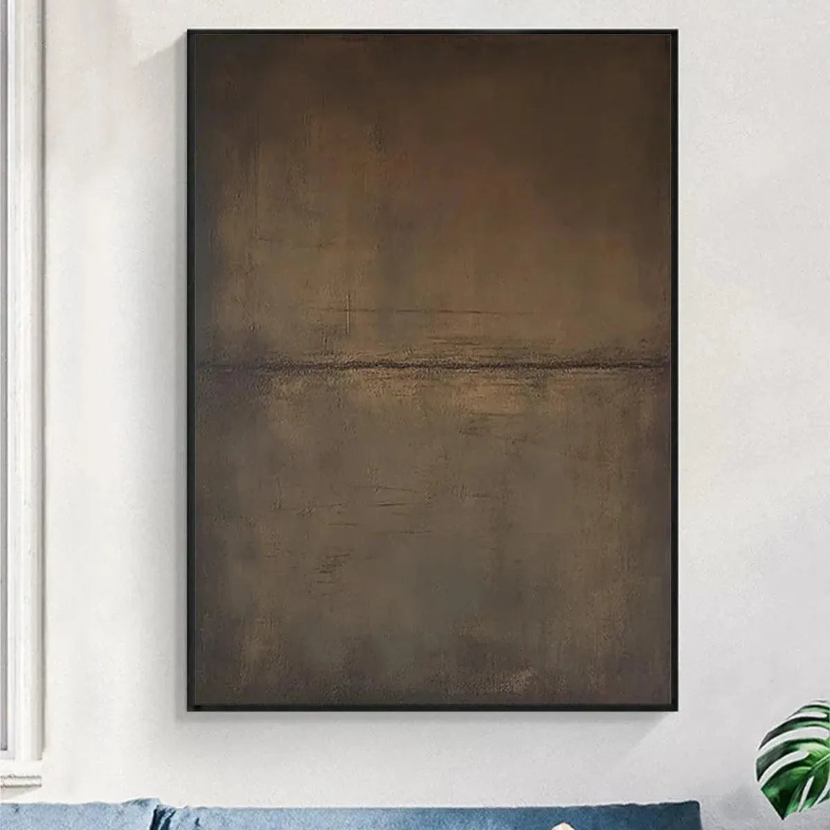 UMBER ABSTRACT LANDSCAPE: Abstract Painting in Brown - Image 8