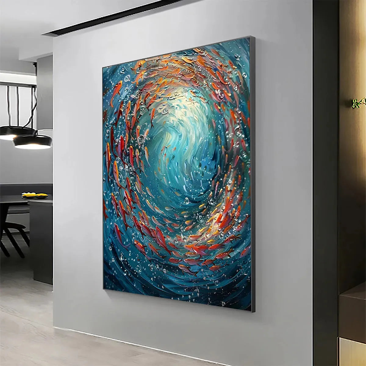 CORAL DANCE: Vibrant Underwater Fish Oil Painting - Image 8