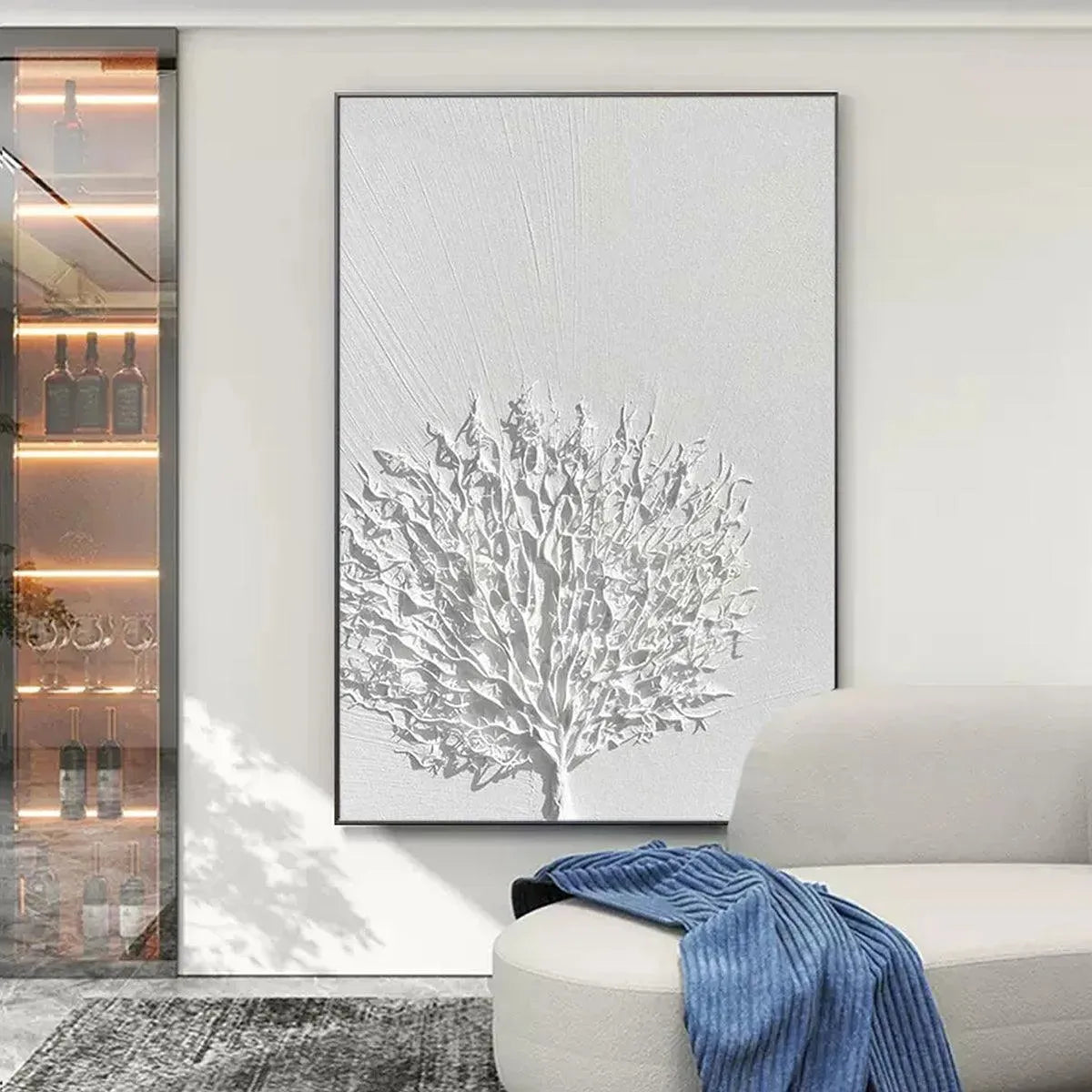 WHITE TEXTURED TREE: Textured Floral Wall Art - Image 2