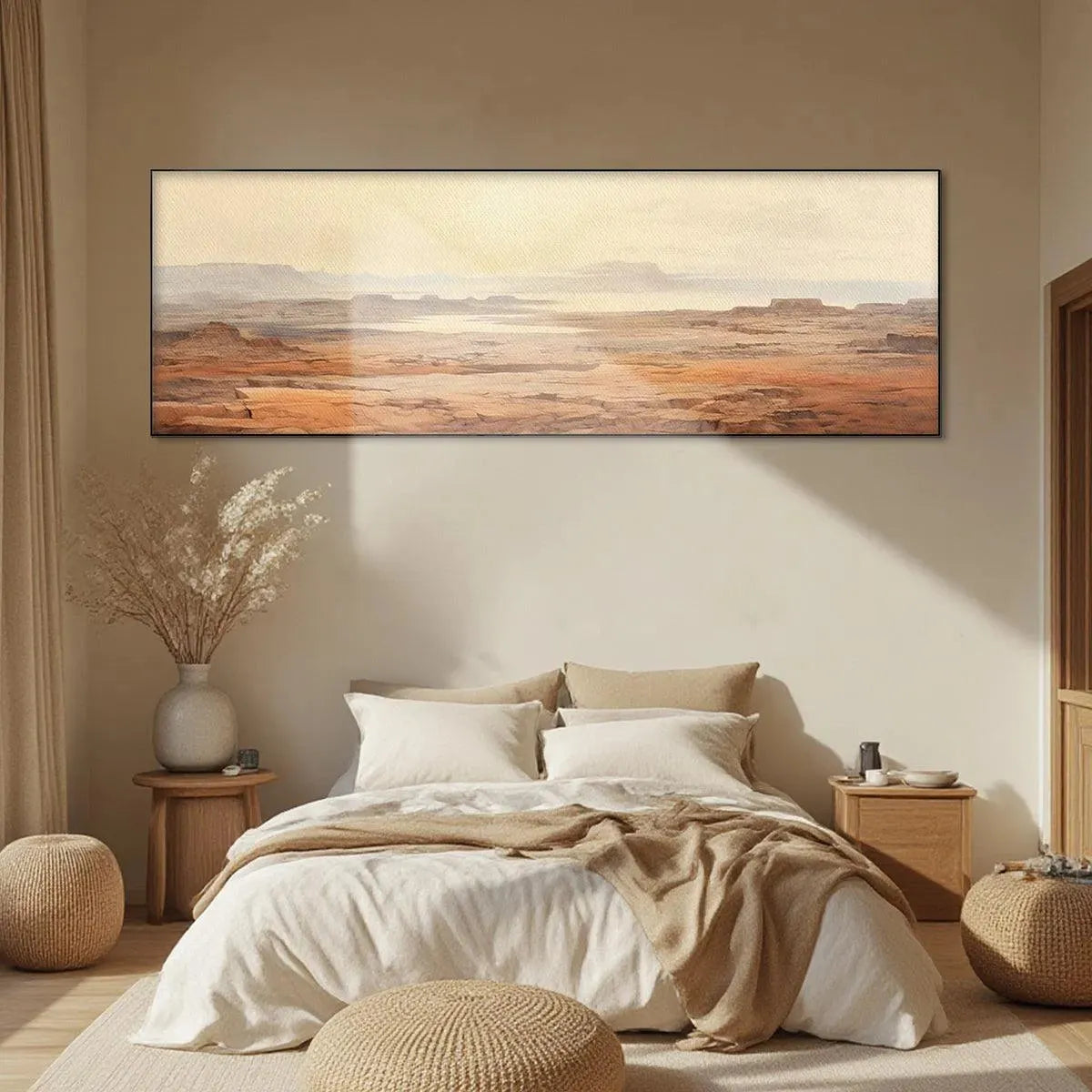 DESERT MIST PANORAMIC: Desert Landscape Painting, Panoramic Wall Art, Minimalist Decor - Image 8