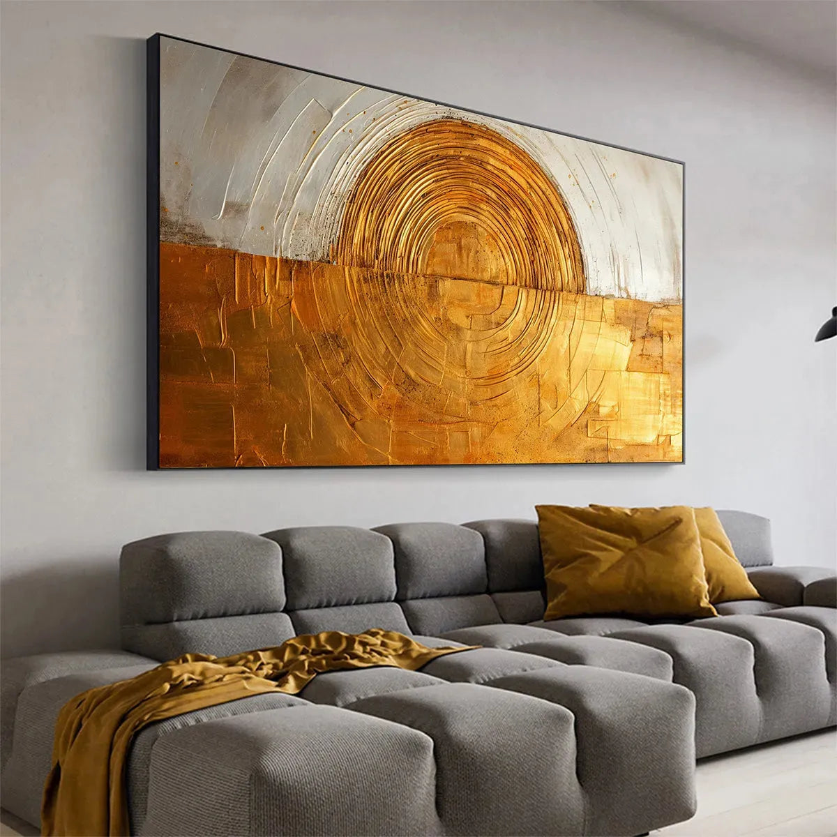 GOLDEN ERA: Panoramic Abstract Oil Painting with Gold and Silver - Image 5