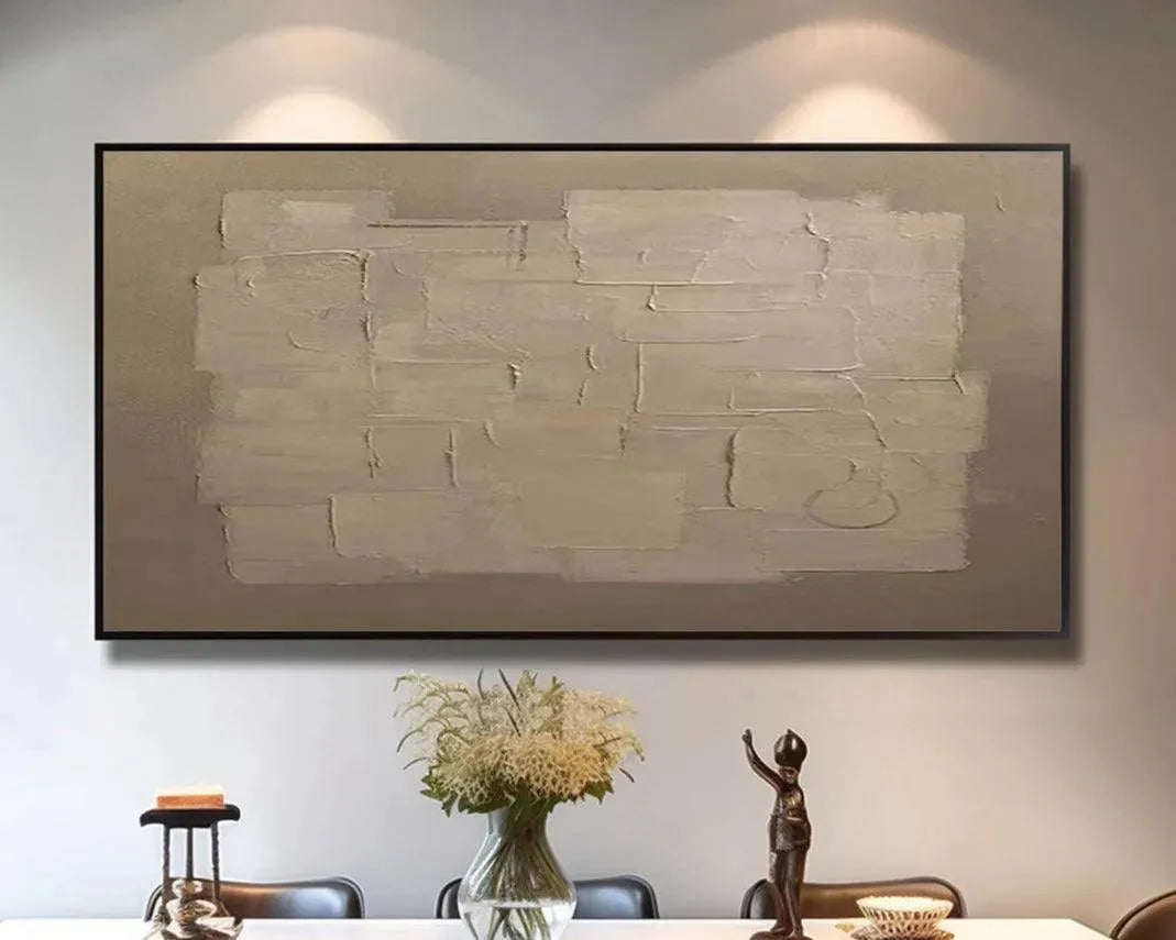 TEXTURED TAUPE ABSTRACT: Minimalist Textured Painting - Image 6