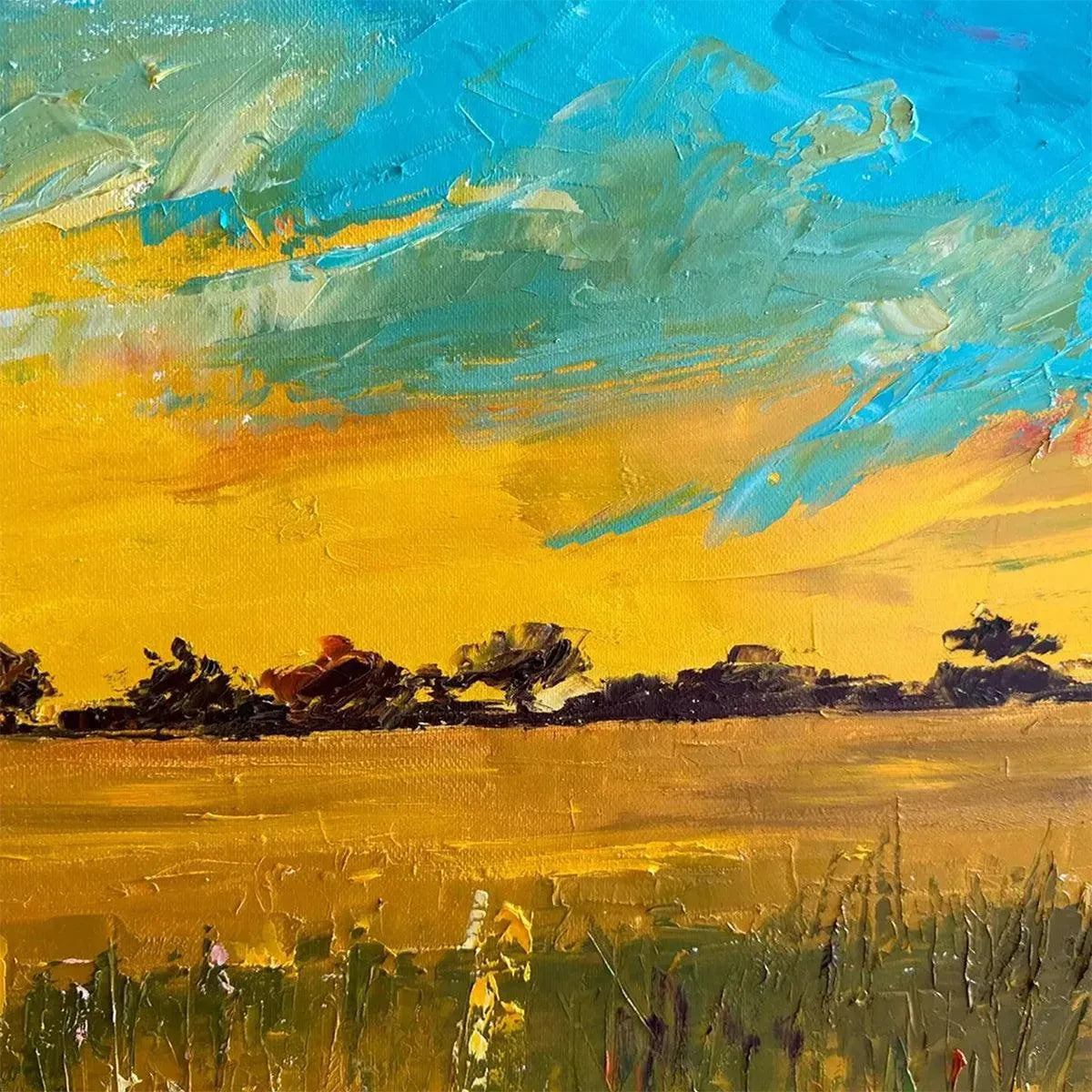 GOLDEN SUNSET FIELD: Landscape Painting of a Wheat Field at Sunset - Image 7