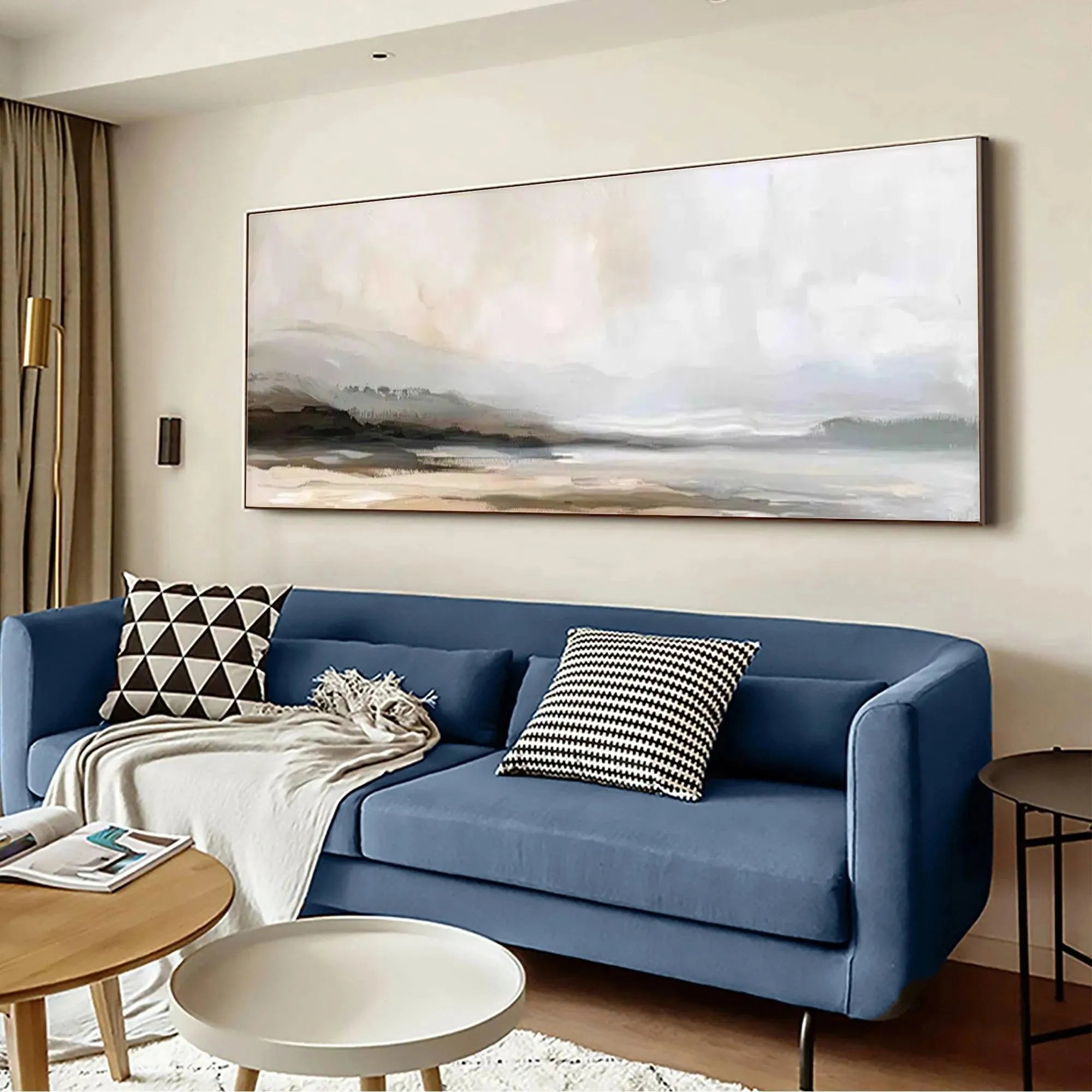 MISTY MOUNTAIN LAKE PANORAMIC: Landscape Painting, Panoramic Wall Art - Image 6