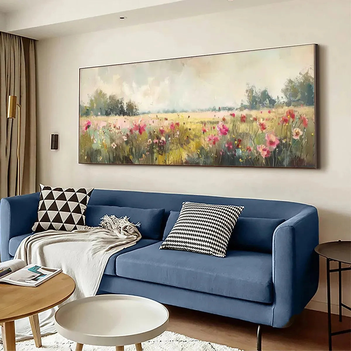 WILD FLOWER FIELD PANORAMIC: Wildflower Painting, Panoramic Wall Art - Image 4