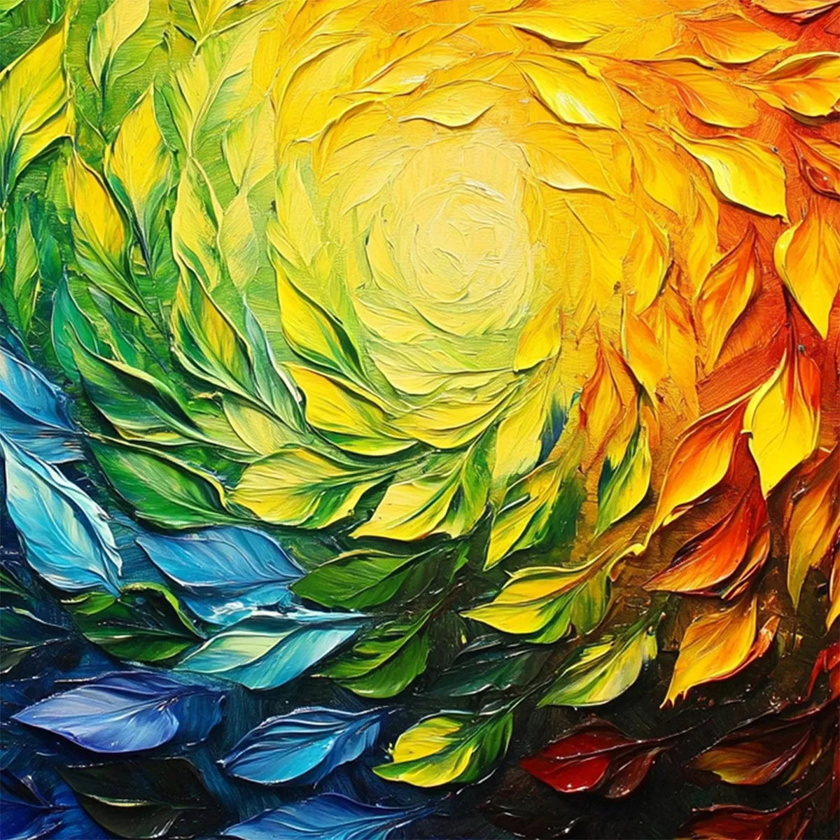 CHROMA SPIN: Impasto Abstract Oil Painting in Vibrant Rainbow Colors - Image 6