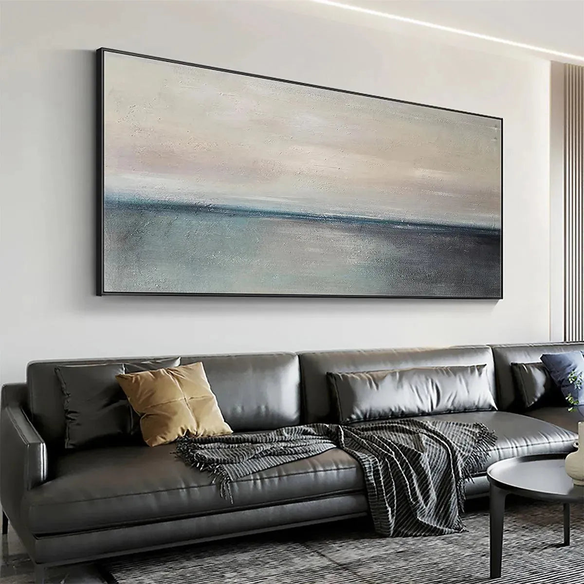 SERENE HORIZON: Panoramic Seascape Painting, Horizontal Wall Art - Image 3