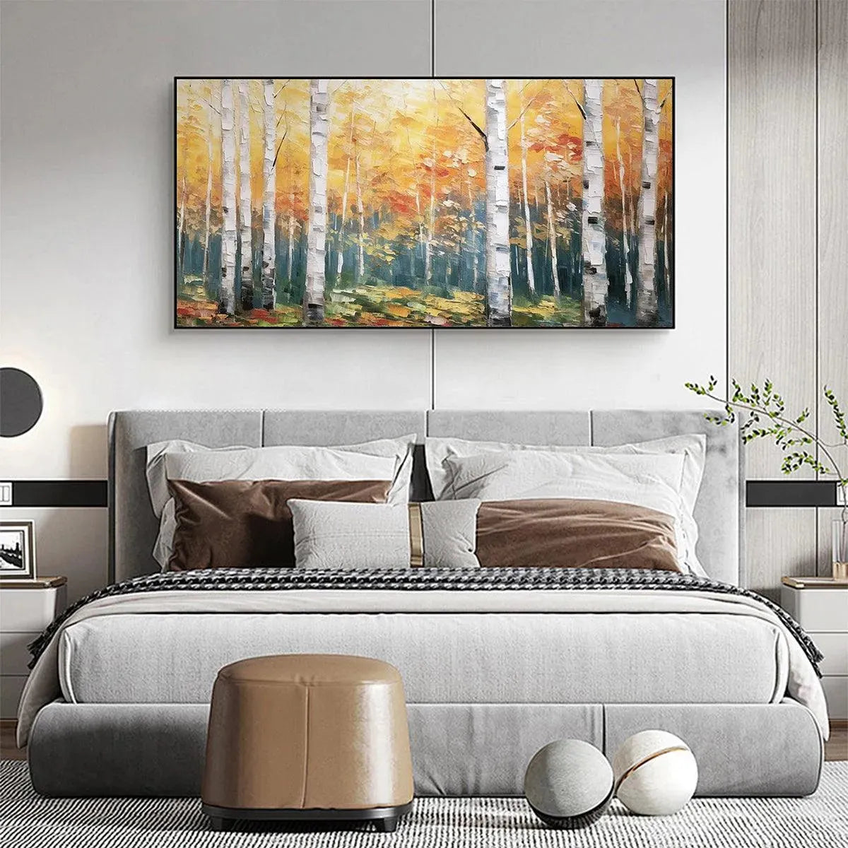 GOLDEN BIRCH GROVE: Forest Painting in Yellow and White - Image 4