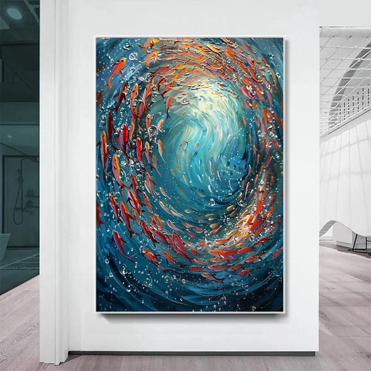 CORAL DANCE: Vibrant Underwater Fish Oil Painting - Image 2