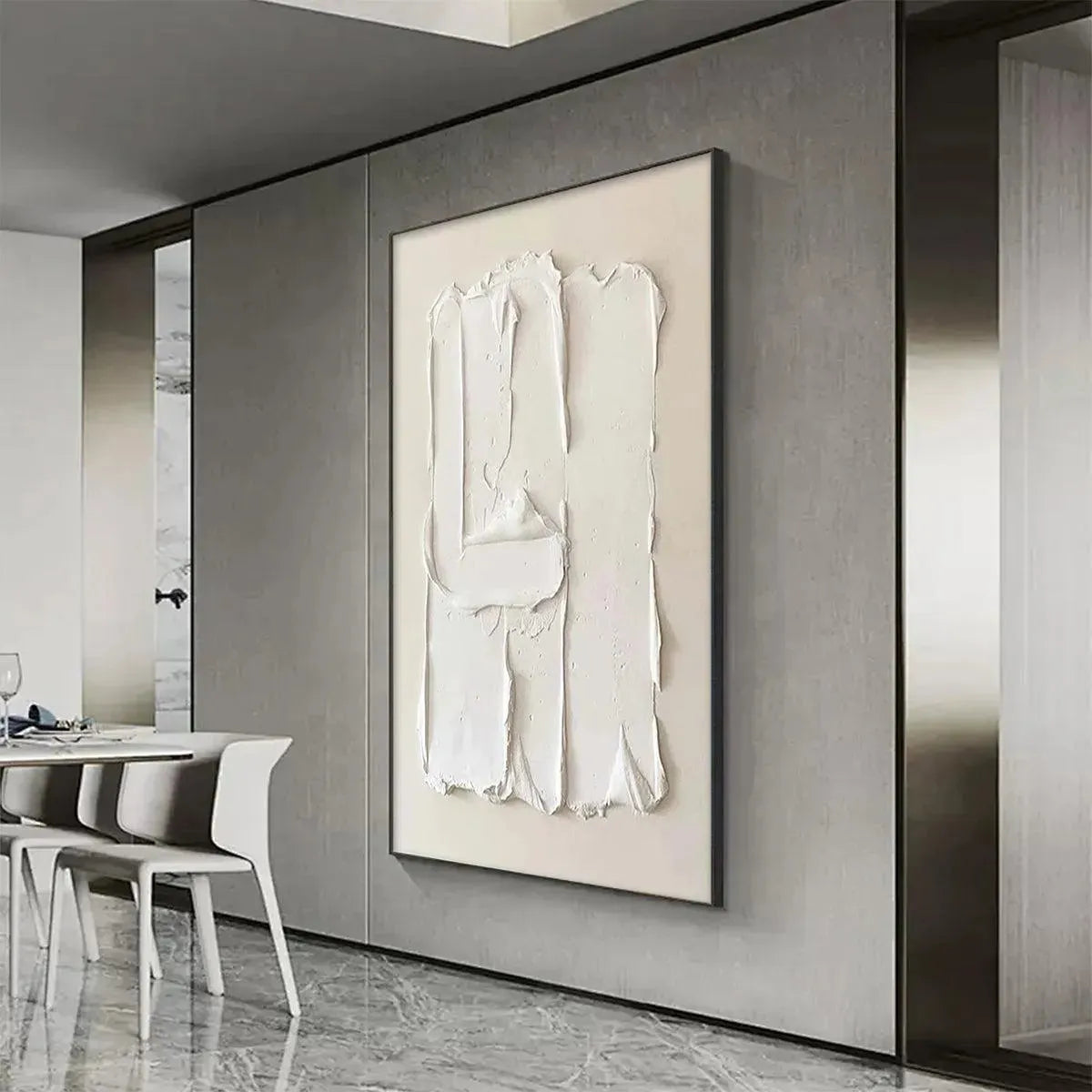 WHITE TEXTURED RELIEF: Textured Abstract Painting in White - Image 5