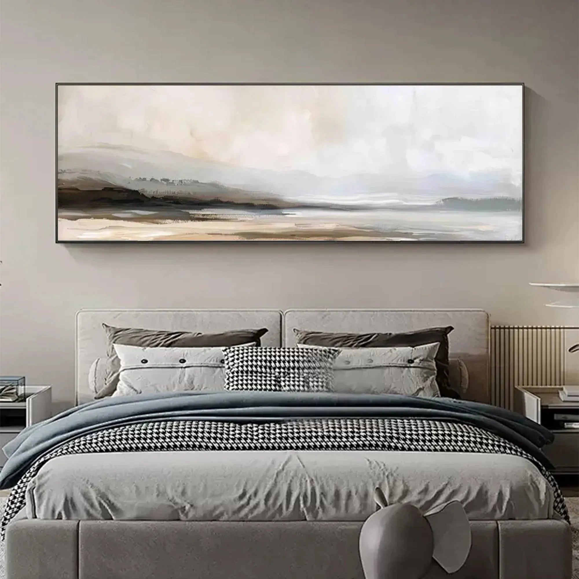MISTY MOUNTAIN LAKE PANORAMIC: Landscape Painting, Panoramic Wall Art - Image 8