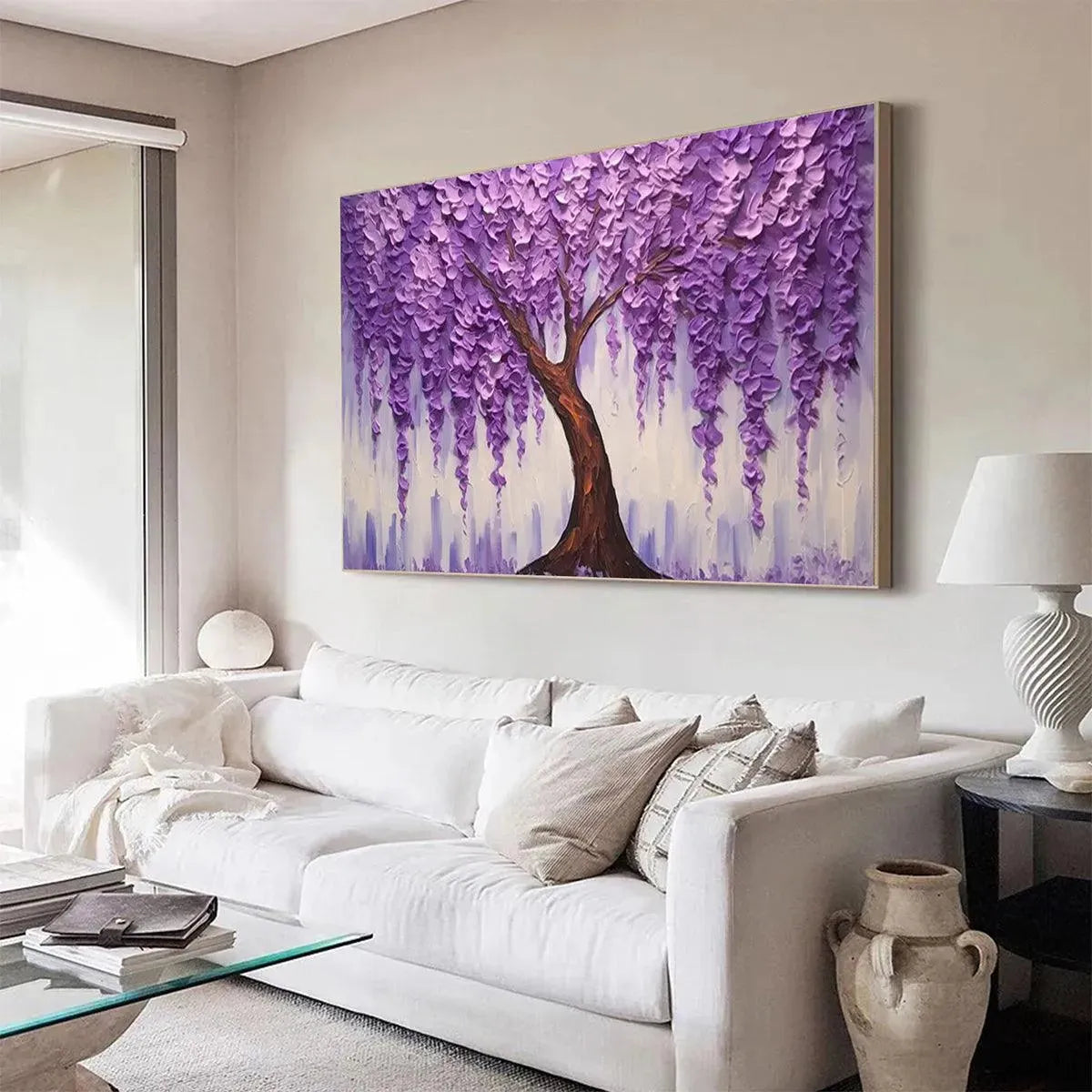 PURPLE WISTERIA: Textured Floral Painting in Purple - Image 6