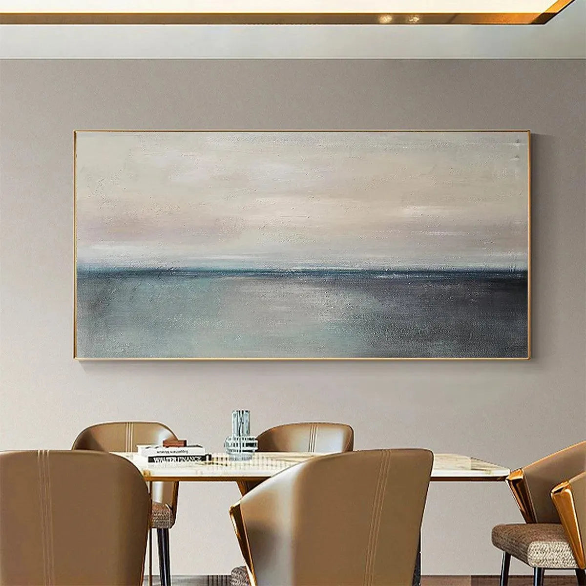 SERENE HORIZON: Panoramic Seascape Painting, Horizontal Wall Art - Image 8