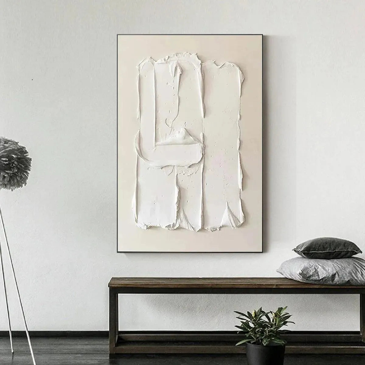 WHITE TEXTURED RELIEF: Textured Abstract Painting in White - Image 6