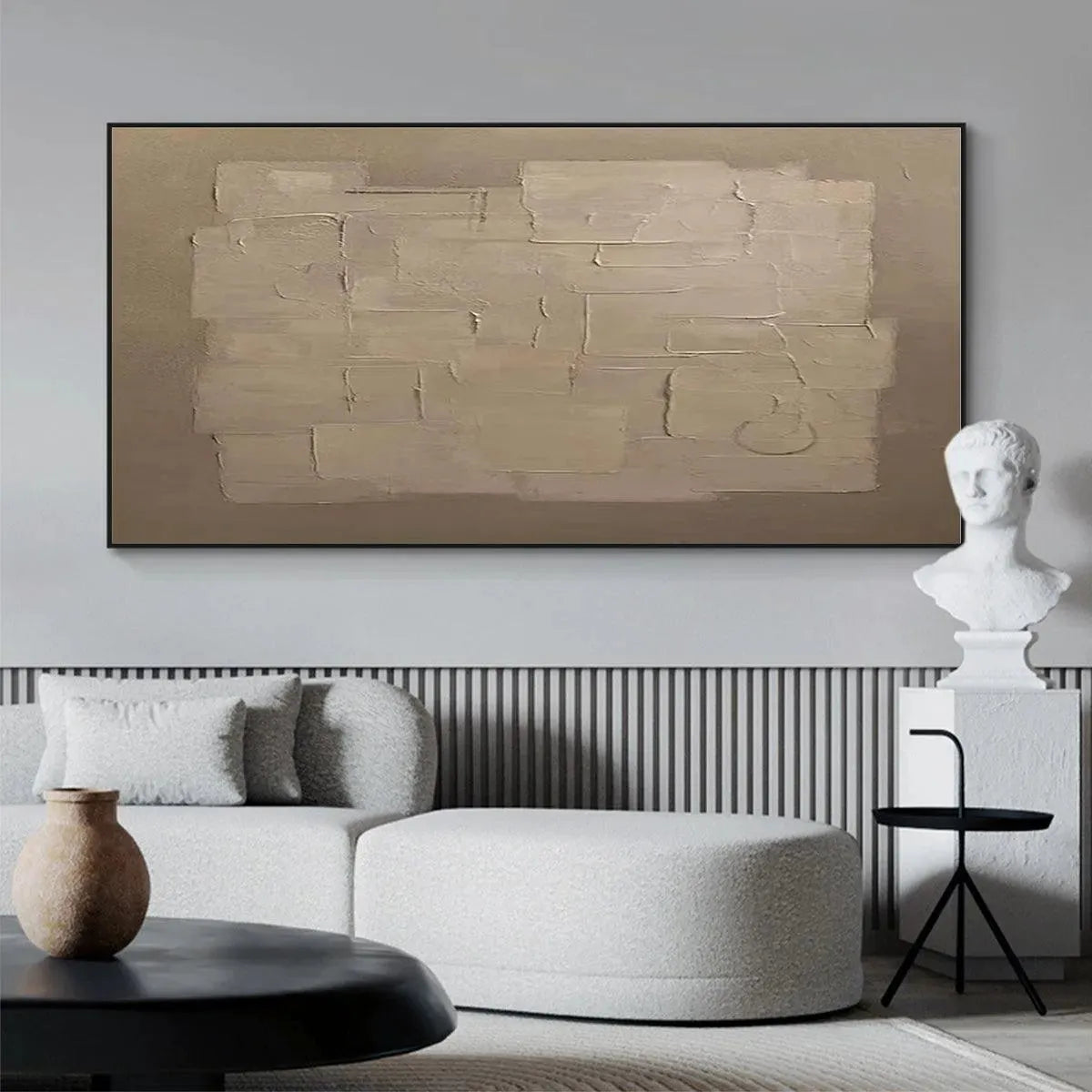 TEXTURED TAUPE ABSTRACT: Minimalist Textured Painting - Image 2