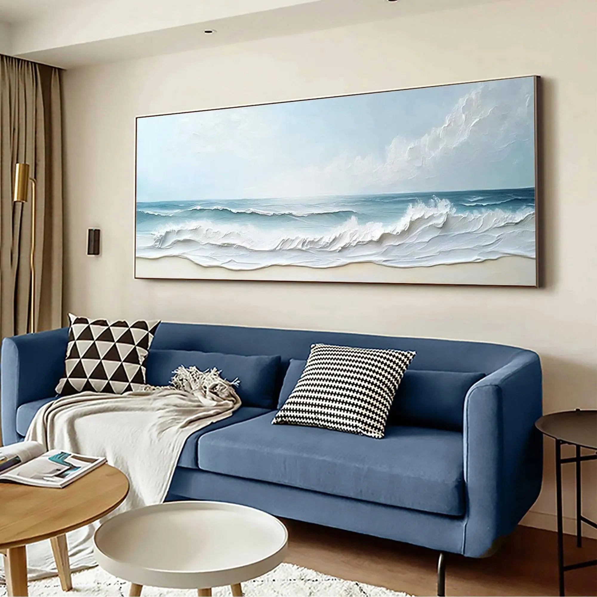 OCEAN WAVES PANORAMIC: Panoramic Ocean Painting, Beach Wall Art - Image 6