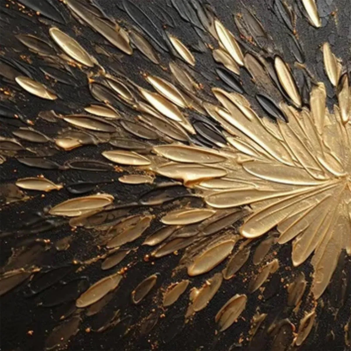 GOLDEN BURST: Textured Abstract Painting in Gold and Black - Image 3