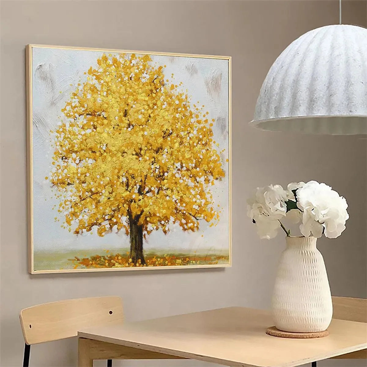 GOLDEN MAJESTY: Textured Golden Tree Painting, Square Wall Art - Image 4