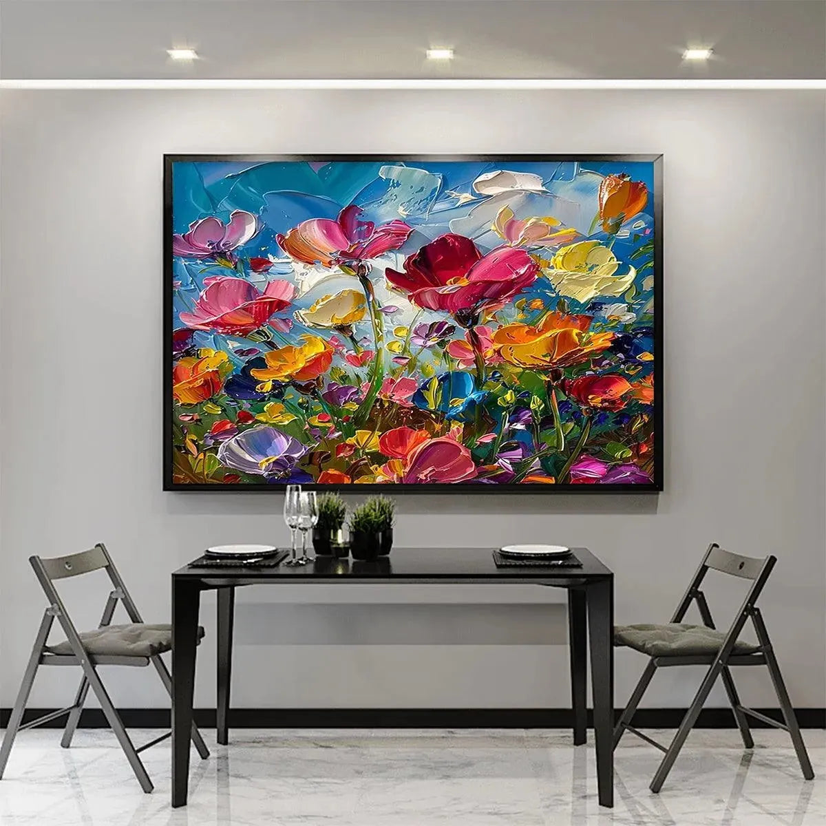 FIELD OF DREAMS: Textured Floral Painting, Impasto Wall Art, Horizontal Canvas, Wildflower Decor - Image 6