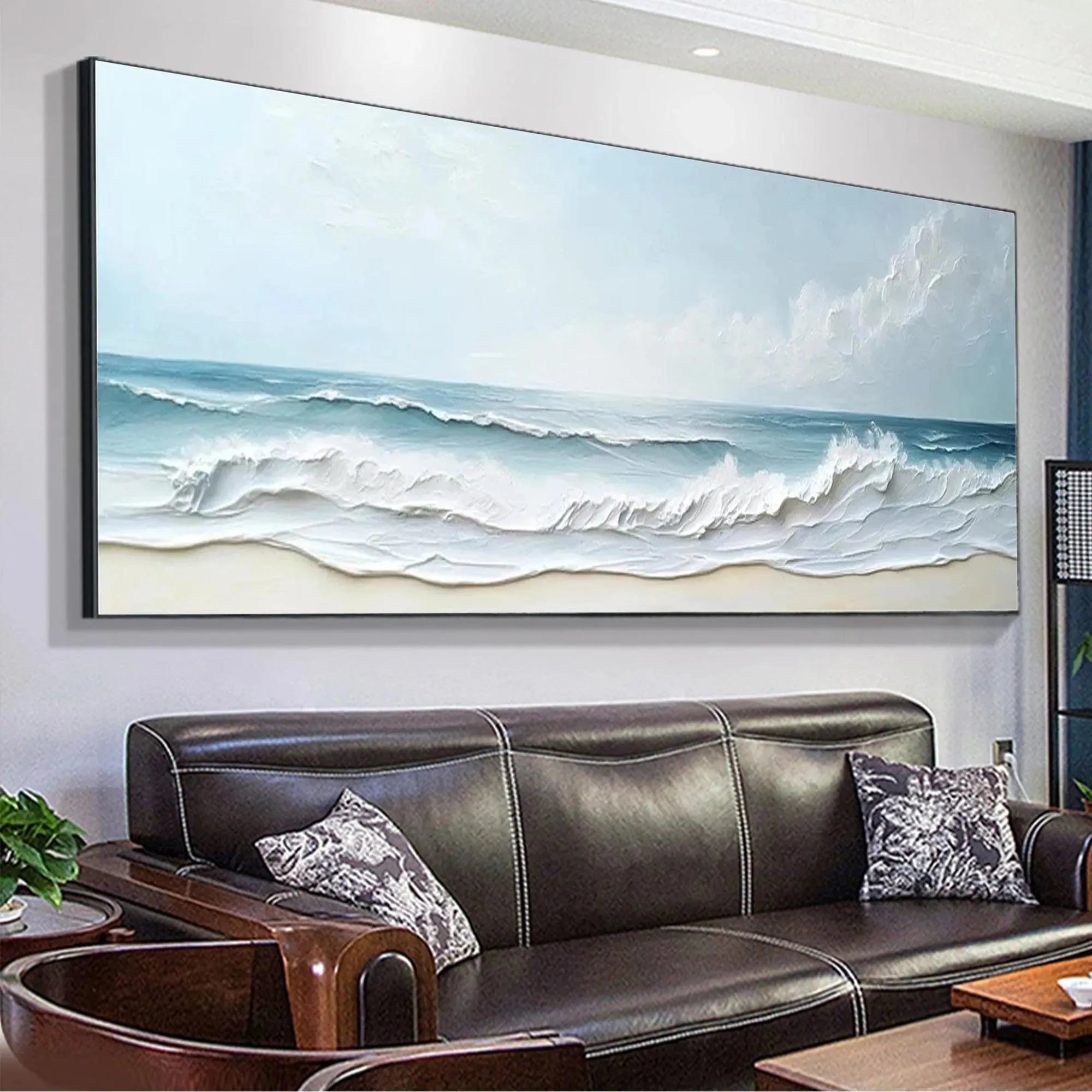 OCEAN WAVES PANORAMIC: Panoramic Ocean Painting, Beach Wall Art - Image 7