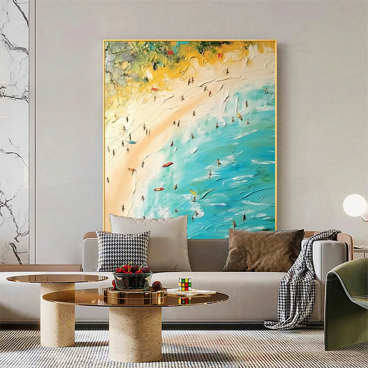 SEASIDE REVERIE: Impasto Beach Scene Oil Painting with Figures - Image 5