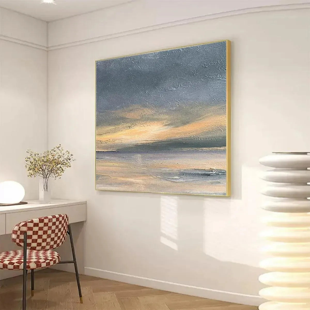 STORMY SEASCAPE: Textured Seascape Painting, Square Wall Art - Image 5