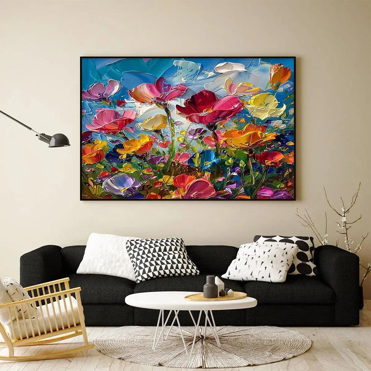 FIELD OF DREAMS: Textured Floral Painting, Impasto Wall Art, Horizontal Canvas, Wildflower Decor - Image 3