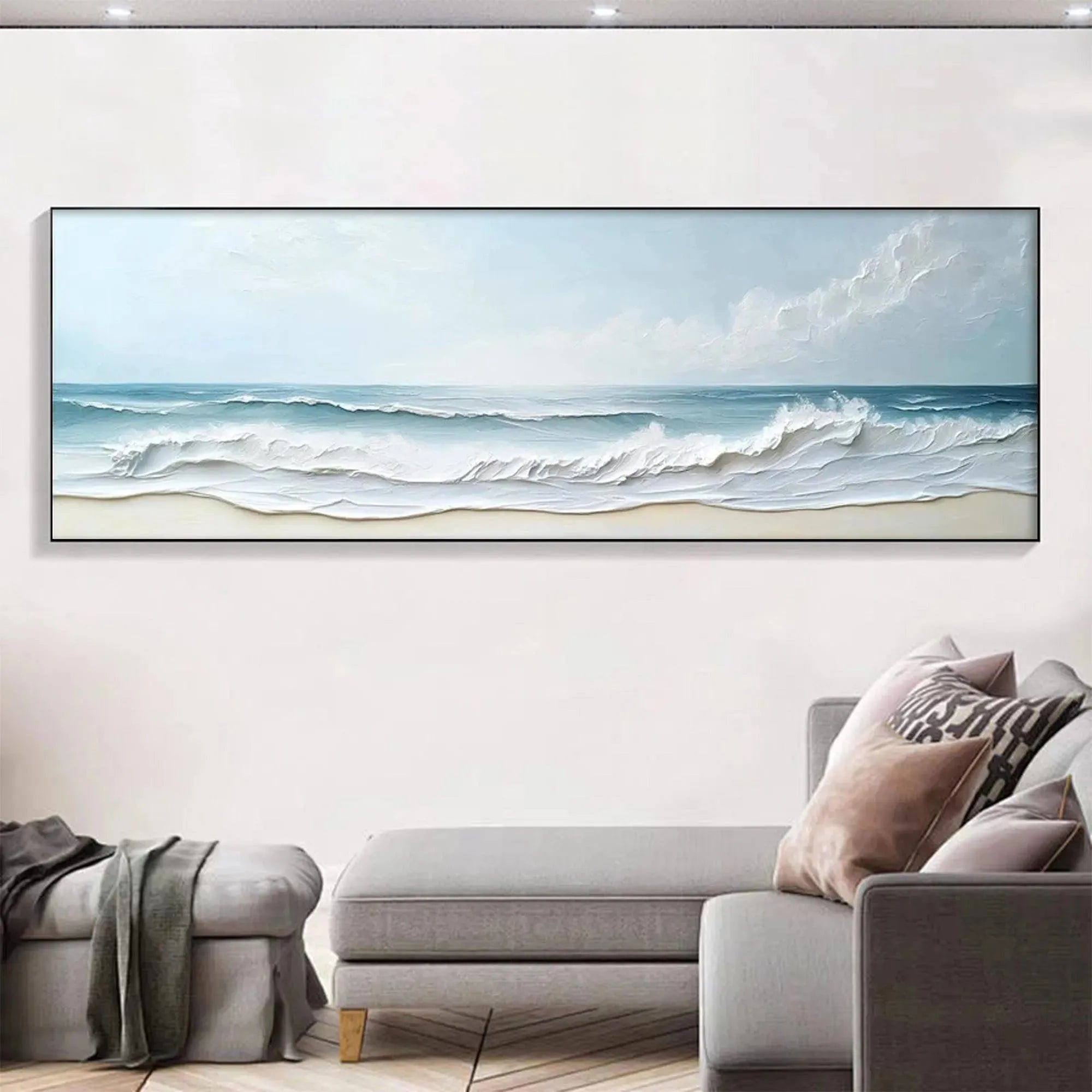 OCEAN WAVES PANORAMIC: Panoramic Ocean Painting, Beach Wall Art - Image 4