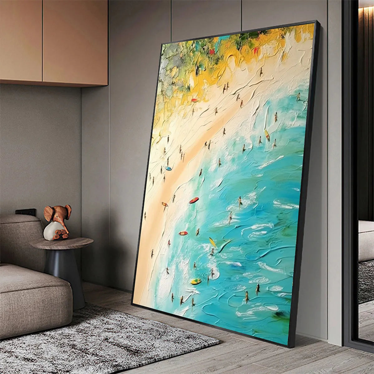 SEASIDE REVERIE: Impasto Beach Scene Oil Painting with Figures - Image 6