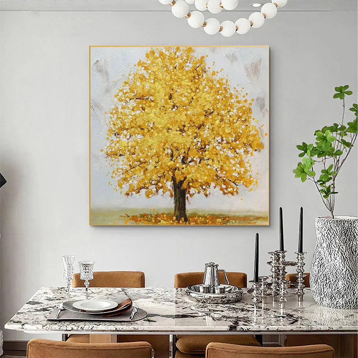 GOLDEN MAJESTY: Textured Golden Tree Painting, Square Wall Art - Image 7