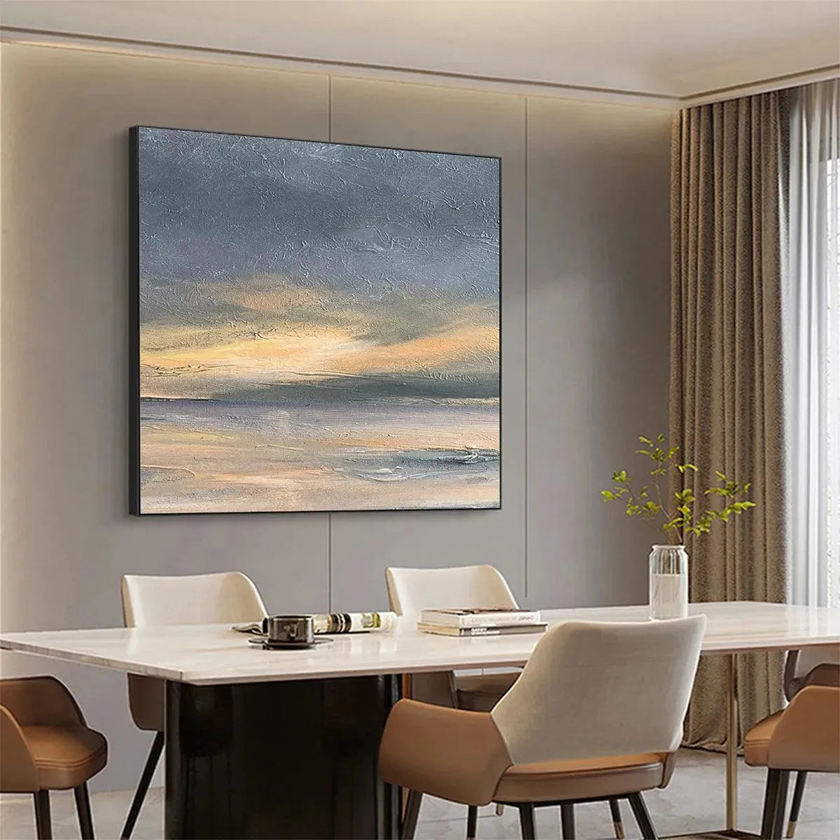 STORMY SEASCAPE: Textured Seascape Painting, Square Wall Art - Image 3