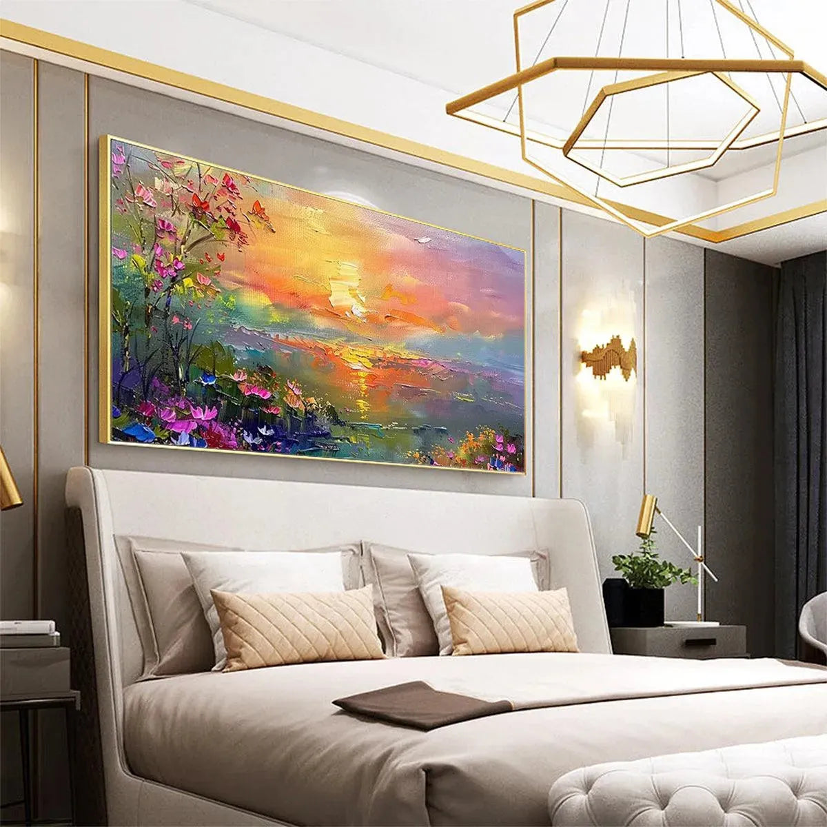 WATERCOLOR SUNSET: Impressionistic Landscape Painting with Sunset and Flowers - Image 5