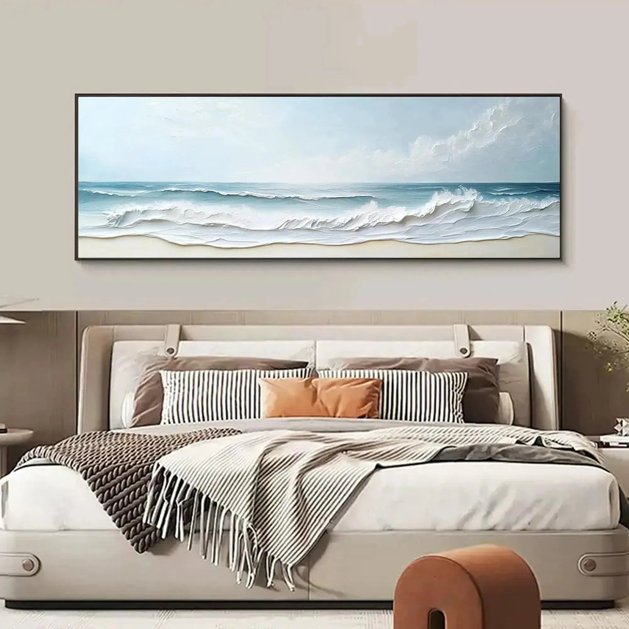OCEAN WAVES PANORAMIC: Panoramic Ocean Painting, Beach Wall Art - Image 2
