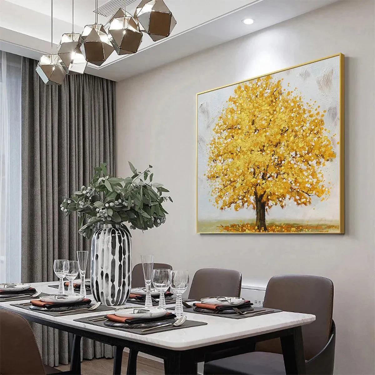 GOLDEN MAJESTY: Textured Golden Tree Painting, Square Wall Art - Image 8