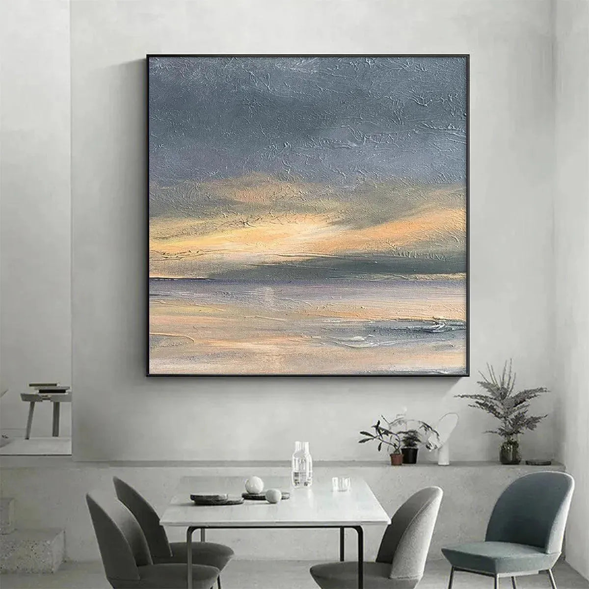 STORMY SEASCAPE: Textured Seascape Painting, Square Wall Art - Image 2