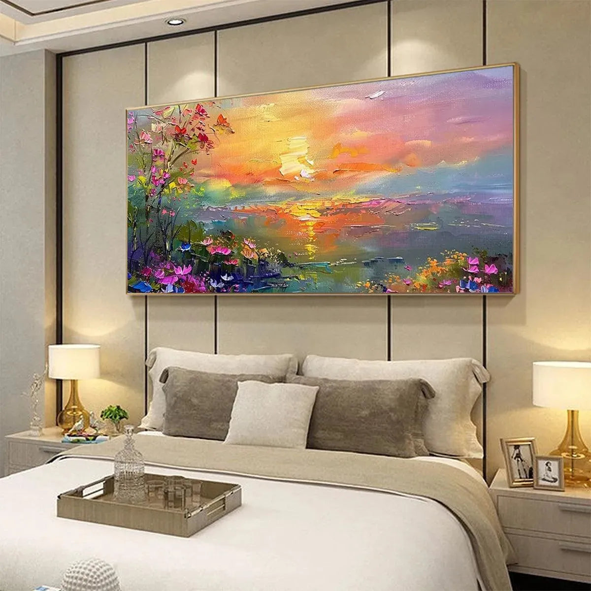 WATERCOLOR SUNSET: Impressionistic Landscape Painting with Sunset and Flowers - Image 9