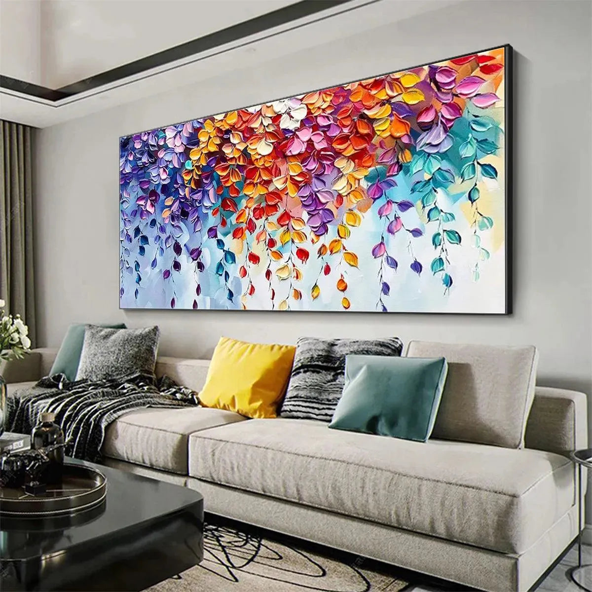CASCADING COLOR: Textured Floral Impasto Painting - Image 6