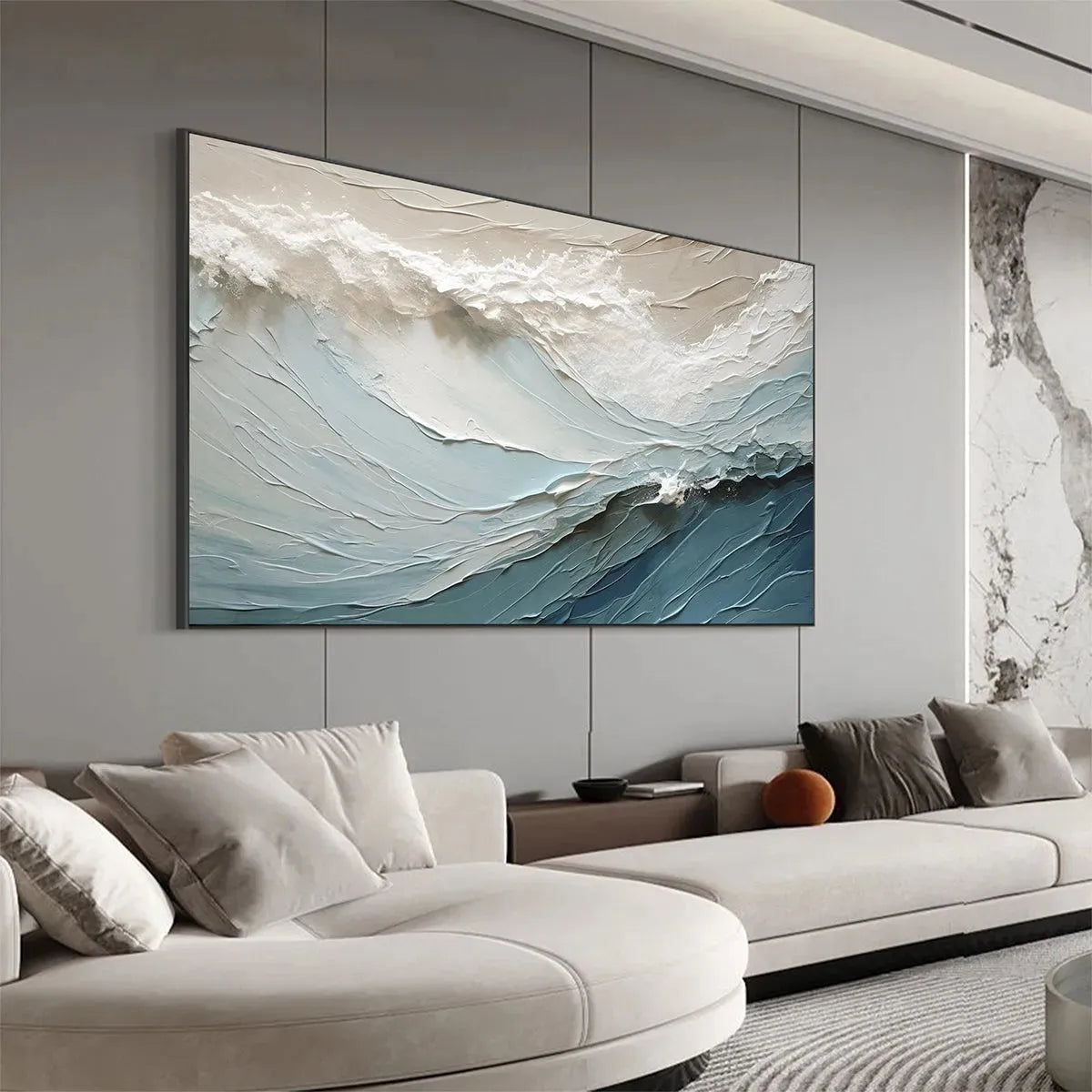 OCEANIC SYMPHONY: Textured Abstract Wave Oil Painting - Image 6