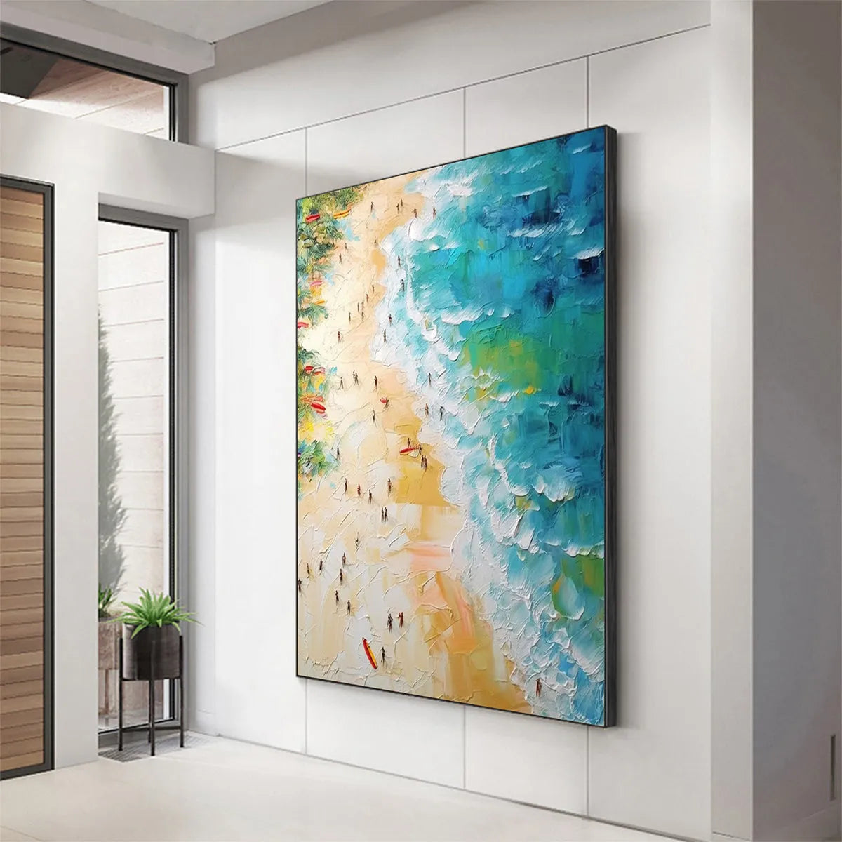 TROPICAL PARADISE: Vertical Impasto Beach Scene Oil Painting - Image 2