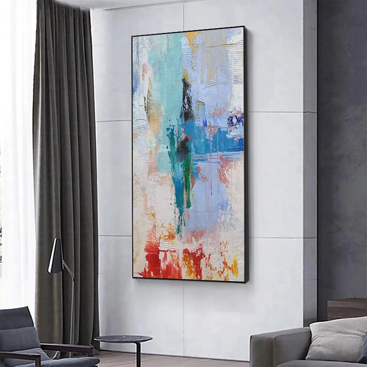 ABSTRACT SYMPHONY: Textured Painting, Colorful Wall Art, Modern Abstract, Vertical Canvas - Image 4